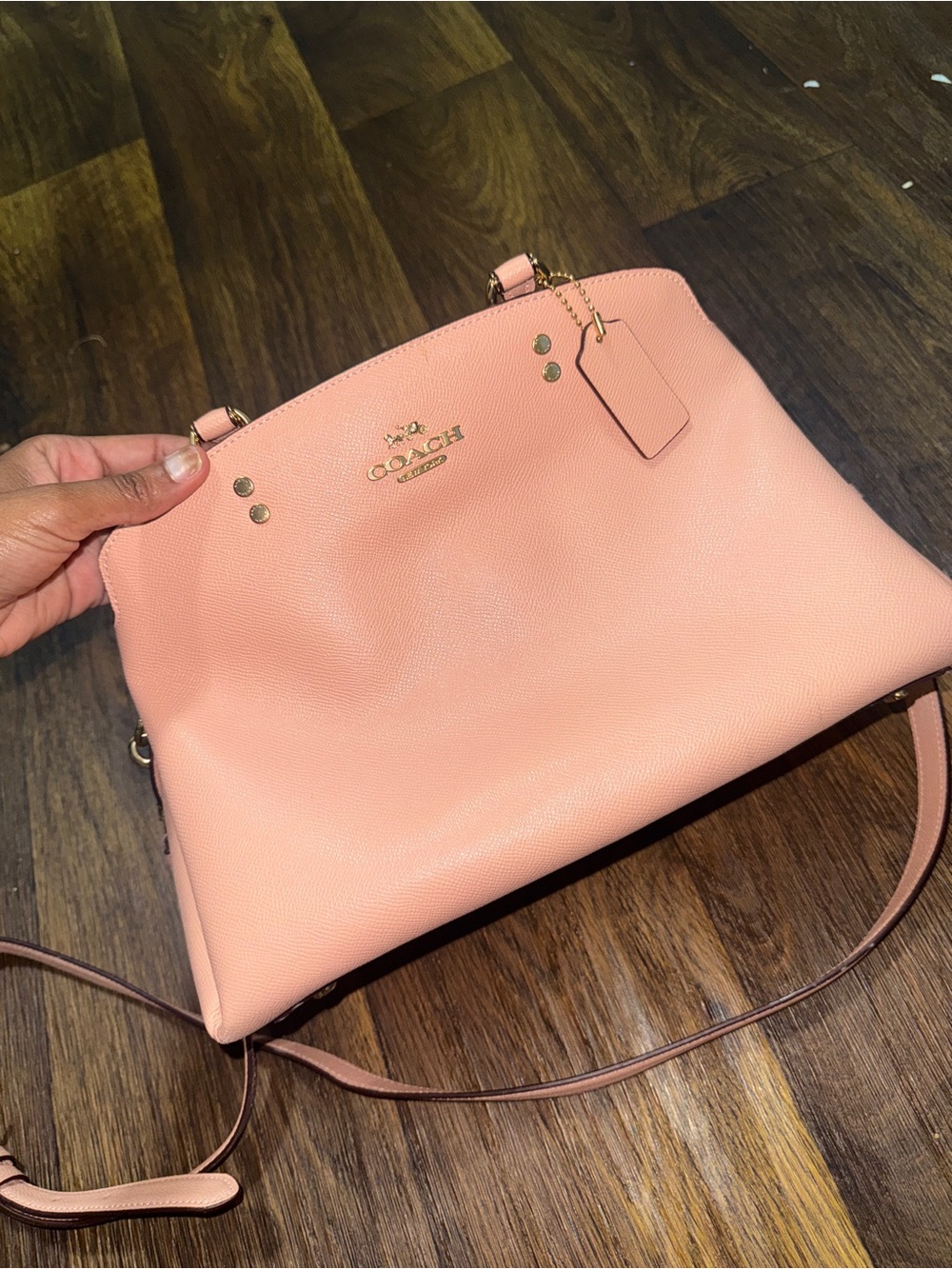 COACH Leather Shoulder Bag in Blush Pink
